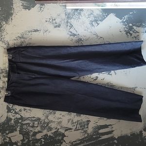 Larry Levine Stretch Crop Pant 12 Womens Blue Denim Cotton Stretch Button Cuff